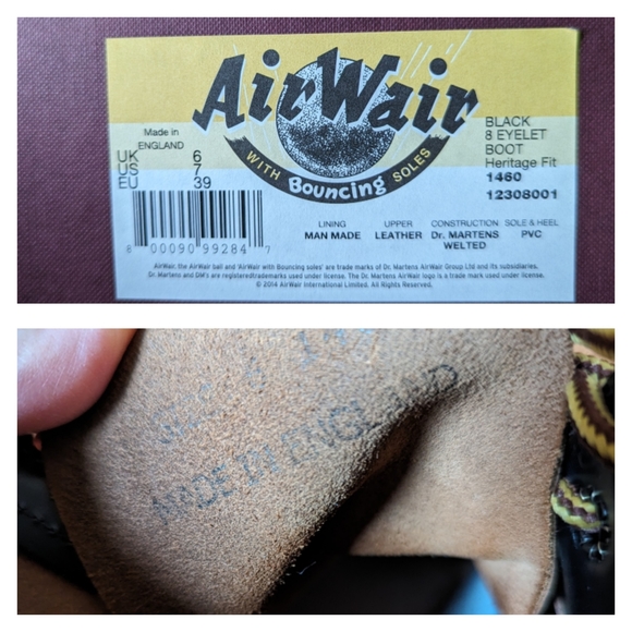 Black Dr. Martens 1460 (8 eye) boots - MADE IN ENGLAND - Like New w/ box kept - Picture 4 of 9